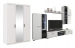 Zestaw mebli do salonu Klerio, MEBLOŚCIANKA + SZAFA, biały