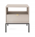 SZAFKA NOCNA ZANZI 54 x 56 x 39 cm sypialnia, lamele KASZMIR/ CZARNY STELAŻ