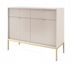 Komoda 2D 2S ZANZI 104 x 83 x 39 cm do salonu, lamele KASZMIR/ ZŁOTY STELAŻ