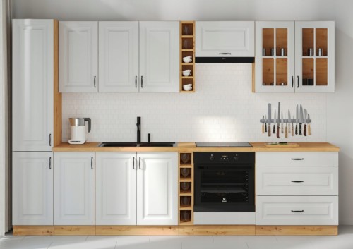 Przejdź do produktu Zestaw mebli kuchennych z blatem, Kuchnia modułowa Atena 315 cm