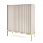 Komoda dwudrzwiowa ZANZI 104 x 125 x 39 cm, lamele KASZMIR / ZŁOTY STELAŻ