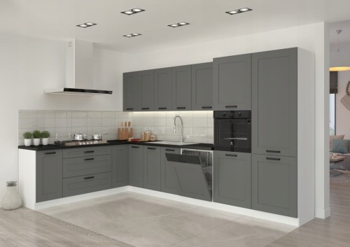 Przejdź do produktu Meble kuchenne modułowe, kuchnia narożna LILA z blatem, dust grey