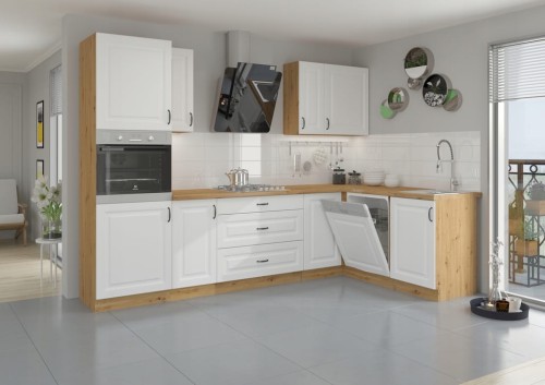 Przejdź do produktu Meble kuchenne modułowe, kuchnia narożna ATENA 285 / 170 cm, z blatem