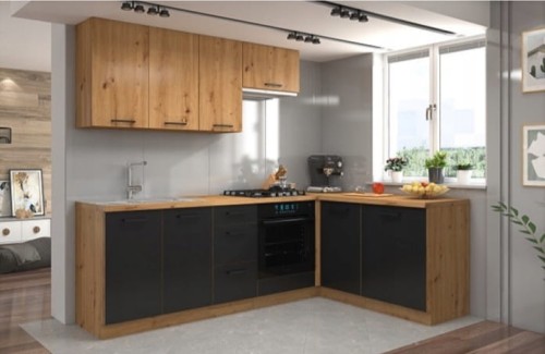 Przejdź do produktu Zestaw mebli kuchennych z blatem, kuchnia narożna Nela