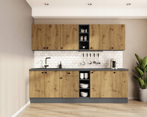 Przejdź do produktu Zestaw mebli kuchennych z blatem, kuchnia LUCIA 260 cm