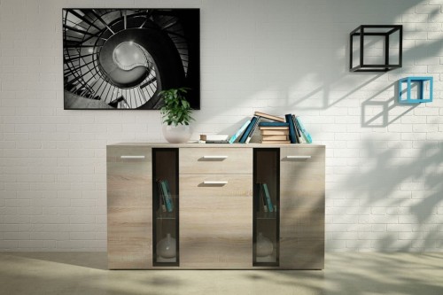 Przejdź do produktu Komoda Rio - 5 wersji kolorystycznych !! Dąb sonoma ze szkłem