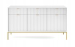 Komoda 3D 3S ZANZI 154 x 83 x 39 cm do salonu, lamele BIAŁY / ZŁOTY STELAŻ