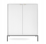 Komoda dwudrzwiowa ZANZI 104 x 125 x 39 cm, lamele BIAŁY / CZARNY STELAŻ