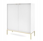 Komoda dwudrzwiowa ZANZI 104 x 125 x 39 cm, lamele BIAŁY / ZŁOTY STELAŻ