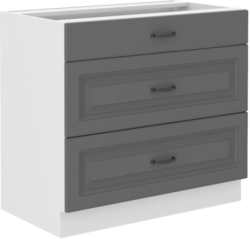 Przejdź do produktu Szafka dolna 80 cm ATENA 80 D 3S BB Szary front / Biały korpus