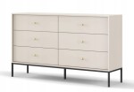 Komoda 6S SZAFIR 154 x 91 x 39 cm meble do salonu, Beż / Czarny stelaż