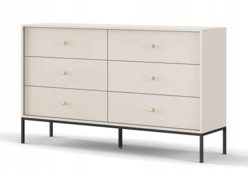 Przejdź do produktu Komoda 6S SZAFIR 154 x 91 x 39 cm meble do salonu, Beż / Czarny stelaż