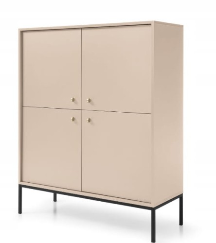 Przejdź do produktu Komoda 4D SZAFIR 104 x 125 x 39 cm meble do salonu, Beż / Czarny stelaż