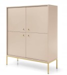 Komoda 4D SZAFIR 104 x 125 x 39 cm meble do salonu, Beż / Złoty stelaż