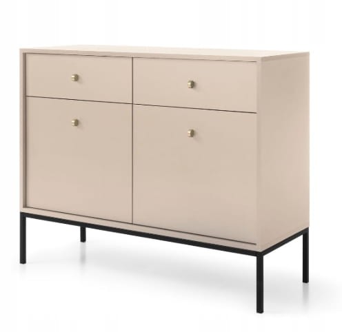 Przejdź do produktu Komoda 2D 2S SZAFIR 104 x 83 x 39 cm meble do salonu Beż / Czarny stelaż