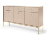 Komoda 3D 3S SZAFIR 154 x 83 x 39 cm meble do salonu, Beż / Złoty stelaż