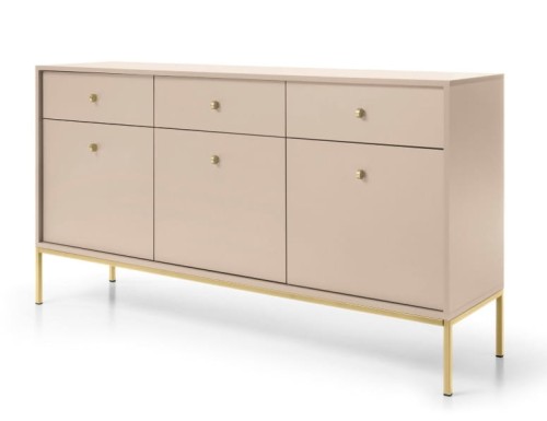 Przejdź do produktu Komoda 3D 3S SZAFIR 154 x 83 x 39 cm meble do salonu, Beż / Złoty stelaż