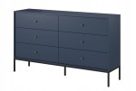 Komoda 6S SZAFIR 154 x 91 x 39 cm meble do salonu, Granat / Czarny stelaż