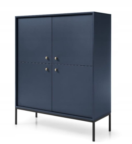 Przejdź do produktu Komoda 4D SZAFIR 104 x 125 x 39 cm meble do salonu, Granat / Czarny stelaż
