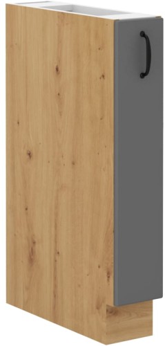 Przejdź do produktu Szafka dolna 15 cm CARGO ATENA 15 D CARGO BB wysuwana z koszem Szary mat / Dąb Artisan