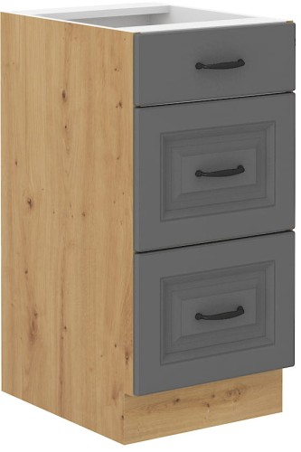 Przejdź do produktu Szafka dolna 40 cm ATENA 40 D 3S BB Szary mat / Dąb Artisan