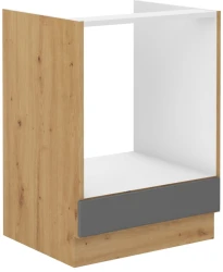 Szafka dolna 60 cm ATENA 60 D GAZ BB pod zabudowę piekarnika Szary mat / Dąb Artisan