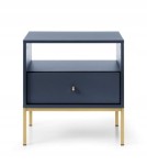 Szafka nocna SZAFIR 54 x 56 x 39cm meble do sypialni, Granat / Złoty stelaż