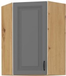 Szafka górna narożna 60 x 60 cm GN-90 1F (45°)  ATENA Szary mat / Dąb Artisan 