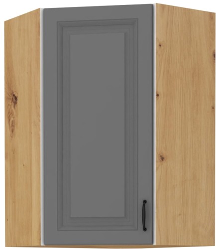Przejdź do produktu Szafka górna narożna 60 x 60 cm GN-90 1F (45°)  ATENA Szary mat / Dąb Artisan 