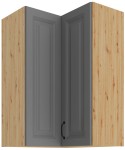 Szafka górna narożna 60 x 60 cm GN-90 2F (90°) ATENA Szary mat / Dąb Artisan