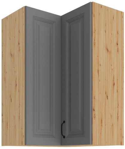 Przejdź do produktu Szafka górna narożna 60 x 60 cm GN-90 2F (90°) ATENA Szary mat / Dąb Artisan