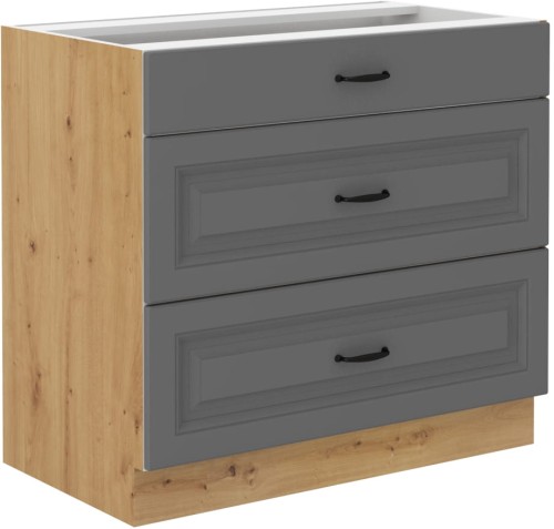 Przejdź do produktu Szafka dolna 80 cm ATENA 80 D 3S BB Szary mat / Dąb Artisan
