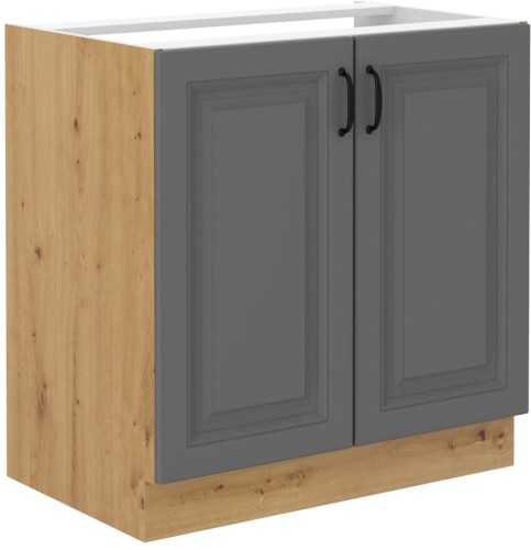 Przejdź do produktu Szafka dolna 80 cm ATENA 80 ZL 2F BB zabudowa pod zlew Szary mat / Dąb Artisan