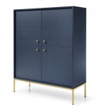 Komoda 4D SZAFIR 104 x 125 x 39 cm meble do salonu, Granat / Złoty stelaż