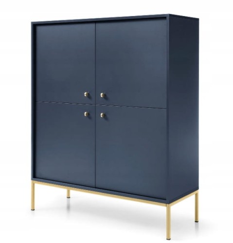 Przejdź do produktu Komoda 4D SZAFIR 104 x 125 x 39 cm meble do salonu, Granat / Złoty stelaż