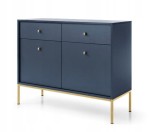 Komoda 2D 2S SZAFIR 104 x 83 x 39 cm meble do salonu, Granat / Złoty stelaż