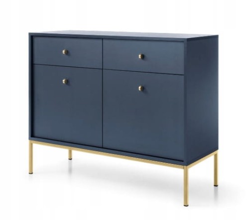 Przejdź do produktu Komoda 2D 2S SZAFIR 104 x 83 x 39 cm meble do salonu, Granat / Złoty stelaż