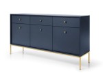 Komoda 3D 3S SZAFIR 154 x 83 x 39 cm meble do salonu, Granat / Złoty stelaż